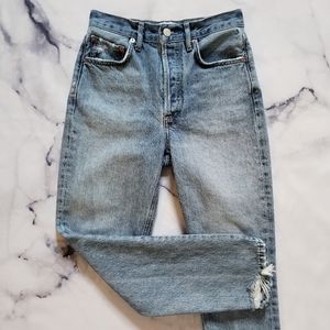 Agolde Riley High Rise Straight Crop Jean in Emulsion